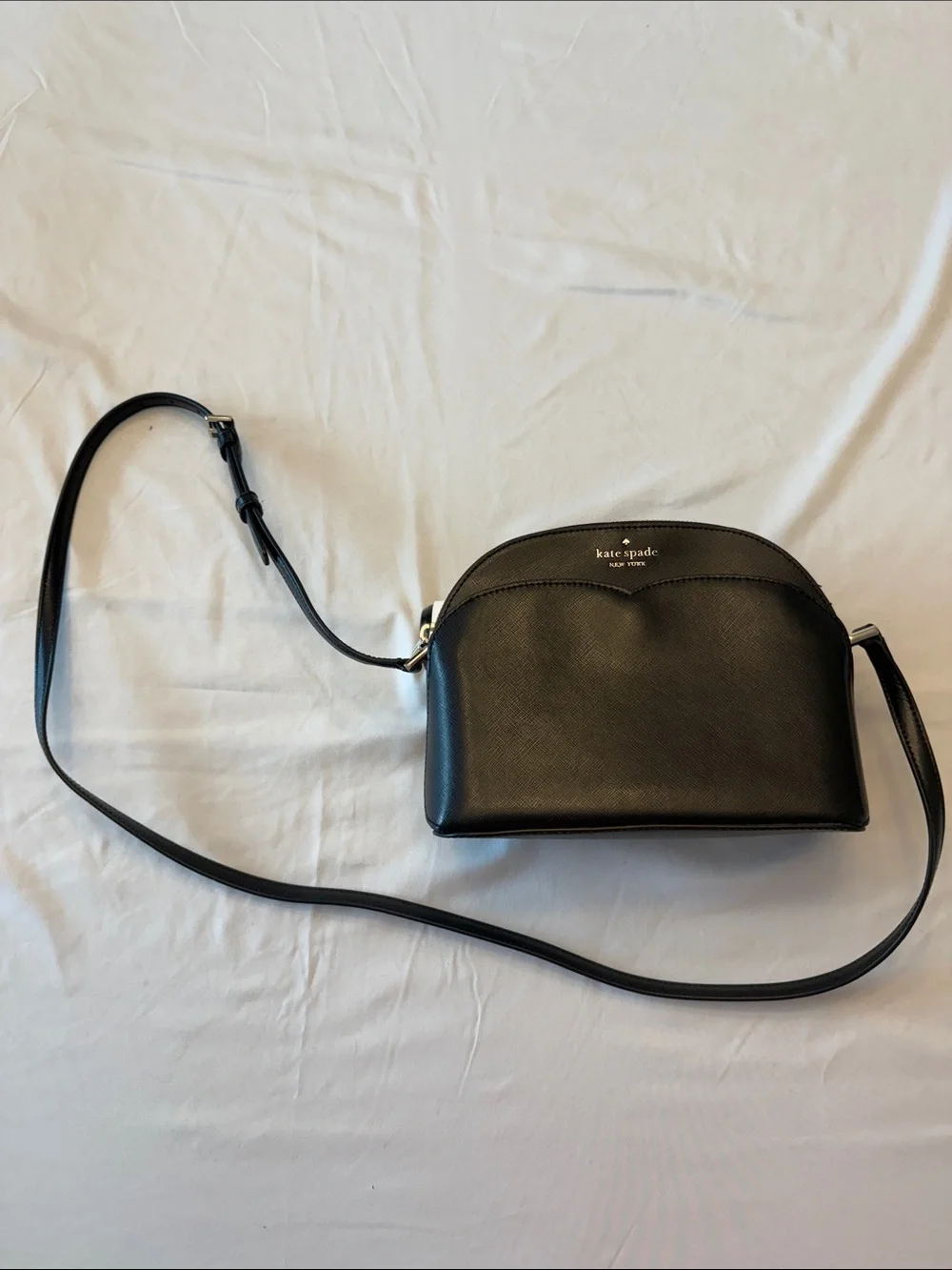 Kate Spade New York Black Saffiano Leather Scallop Crossbody Bag